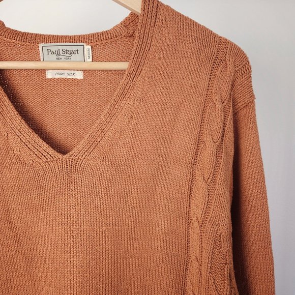 Vintage pure silk Paul Stuart v neck knit sweater/ relaxed oversized pullover - Picture 6 of 13